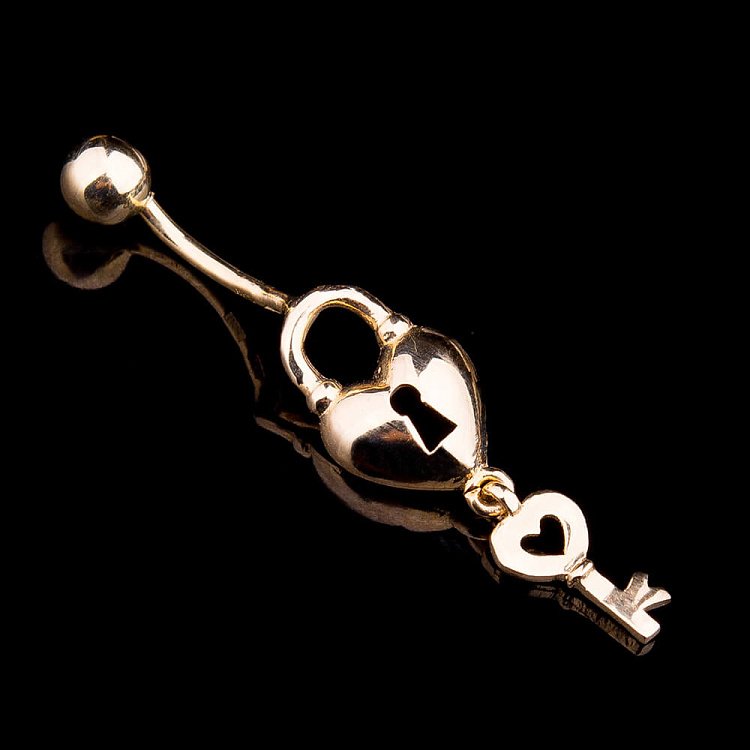 Золотий пірсинг в пупок "Замочок з ключиком" пир00148 від ювелірного магазину Онікс - 1