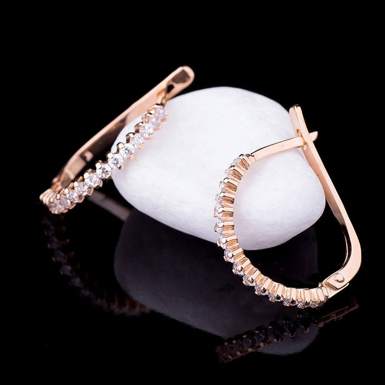 Дитячі золоті сережки з фіанітами с01513 від ювелірного магазину Онікс - 1