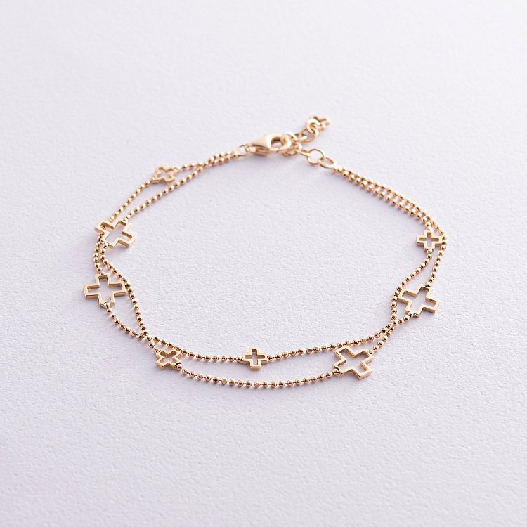 Браслет "Хрестики" у жовтому золоті б04499 від ювелірного магазину Онікс