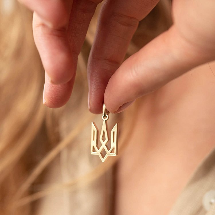 Подвеска "Герб Украины - Тризуб" в желтом золоте п03717 от ювелирного магазина Оникс - 3