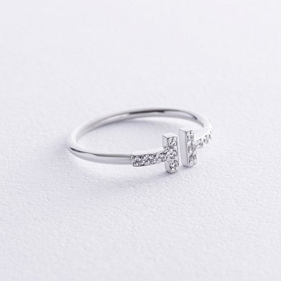 Кольцо "Tina" в белом золоте (фианиты) к05836 №5