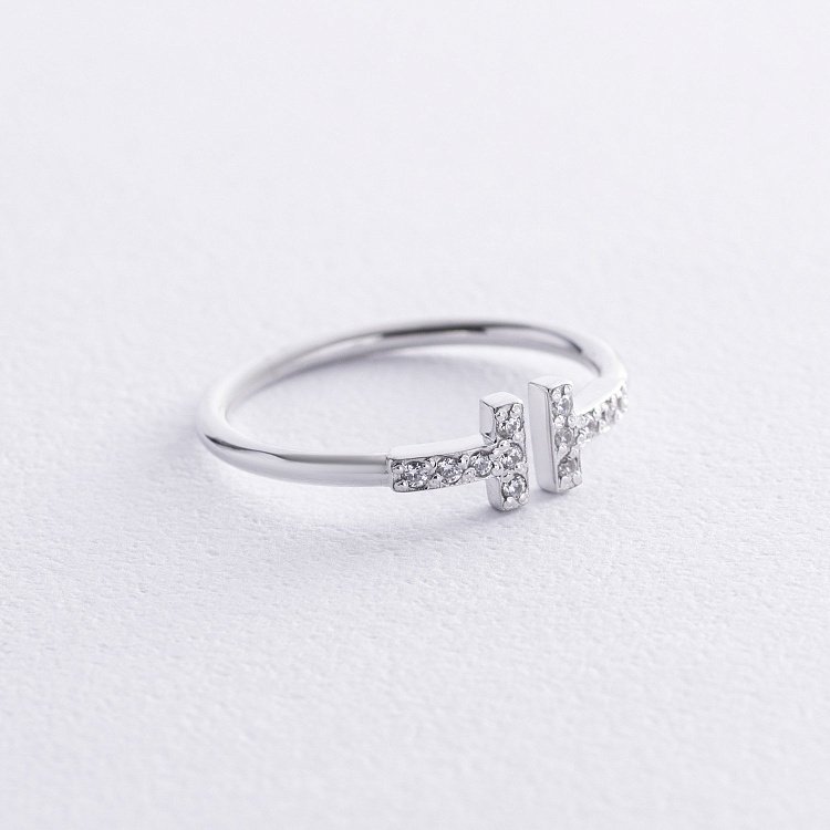 Кольцо "Tina" в белом золоте (фианиты) к05836 от ювелирного магазина Оникс - 4