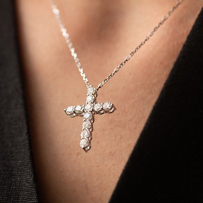 Золотое колье "Крестик" с бриллиантами 739511121 №4