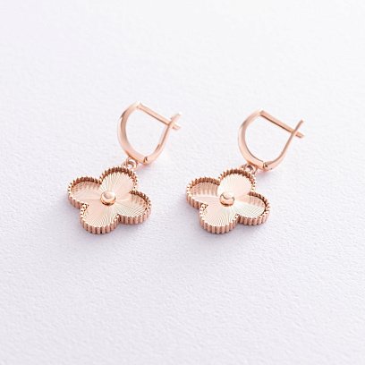 Серьги "Клевер" в красном золоте с06776