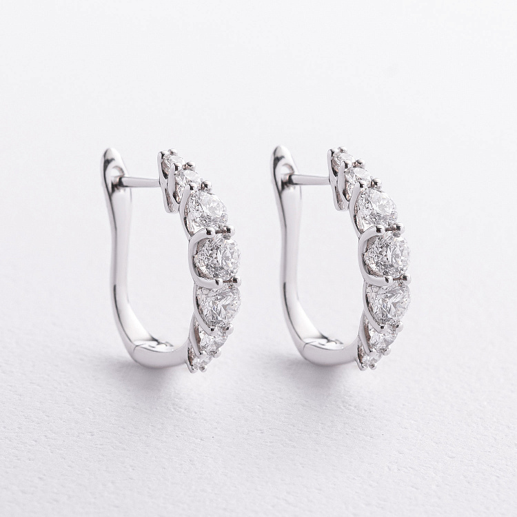 Серьги в белом золоте (бриллианты) сб0587mi от ювелирного магазина Оникс
