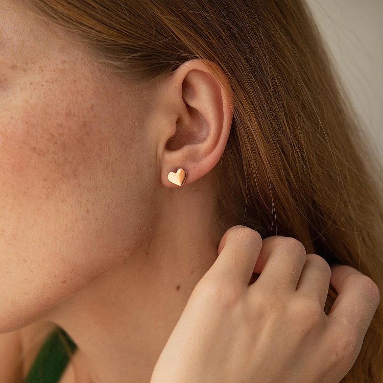 Сережки - пусети "Сердечки" у червоному золоті с08452 від ювелірного магазину Онікс - 3