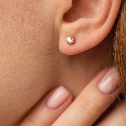 Золоті сережки-пусети з діамантами сб0239 №4