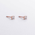 Серьги - пусеты с фианитами (красное золото) с06068 от ювелирного магазина Оникс