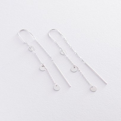 Золотые серьги-протяжки "Монетки" с06770