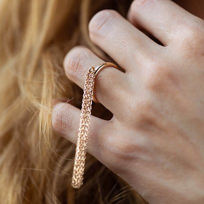 Кольцо с цепочками (красное золото) к07623 №2