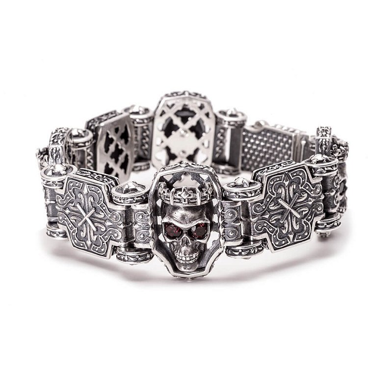 Серебряный браслет "4 короля" с гранатовыми вставками tlfourkings от ювелирного магазина Оникс