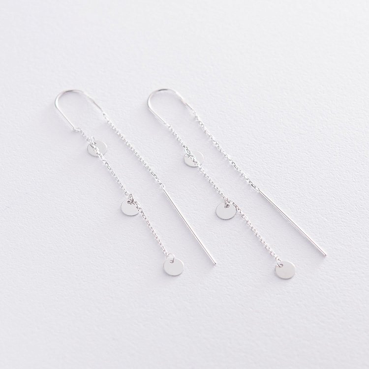 Золотые серьги-протяжки "Монетки" с06770 от ювелирного магазина Оникс