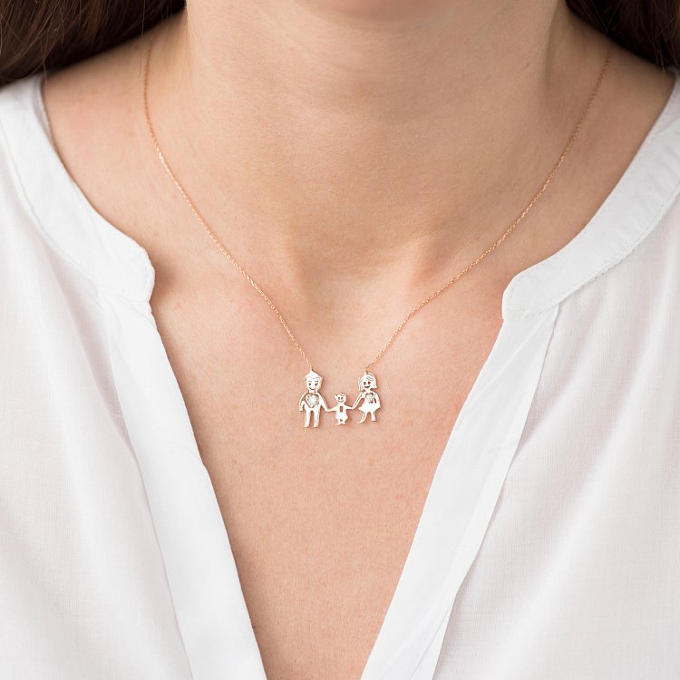 Золотое колье "Семья" кол01237 от ювелирного магазина Оникс