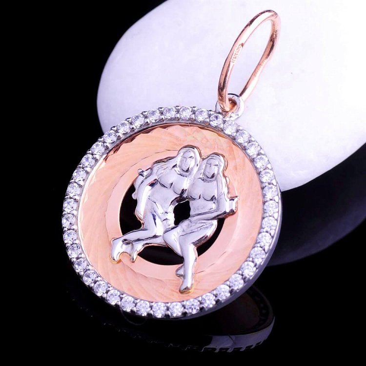 Підвіска "Знаки зодіаку - Близнюки" з фіанітами п01702бл від ювелірного магазину Онікс