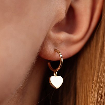 Золотые серьги - пусеты "Сердечки" с07393 №5