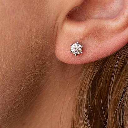 Золотые серьги - пусеты с бриллиантами сб0399 №4