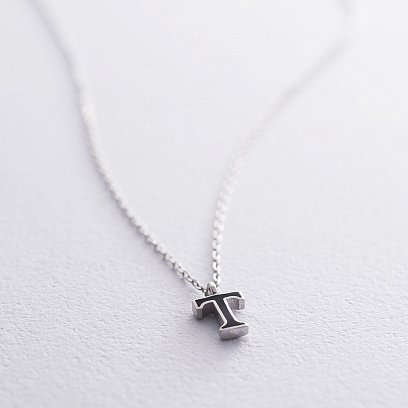 Серебряное колье с буквой Т 18624ч №3