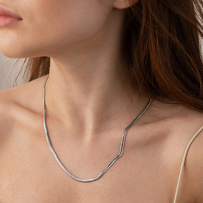 Колье "Gisele" в белом золоте (снейк - 3.5 мм) ц00327-3,5 №2