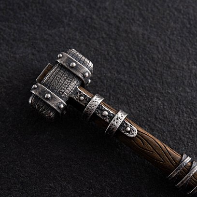 Серебряный брелок "Молот викинга" с эбеном 1116 №12