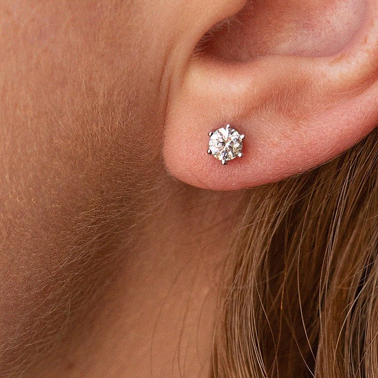 Золотые серьги - пусеты с бриллиантами сб0399 от ювелирного магазина Оникс - 3