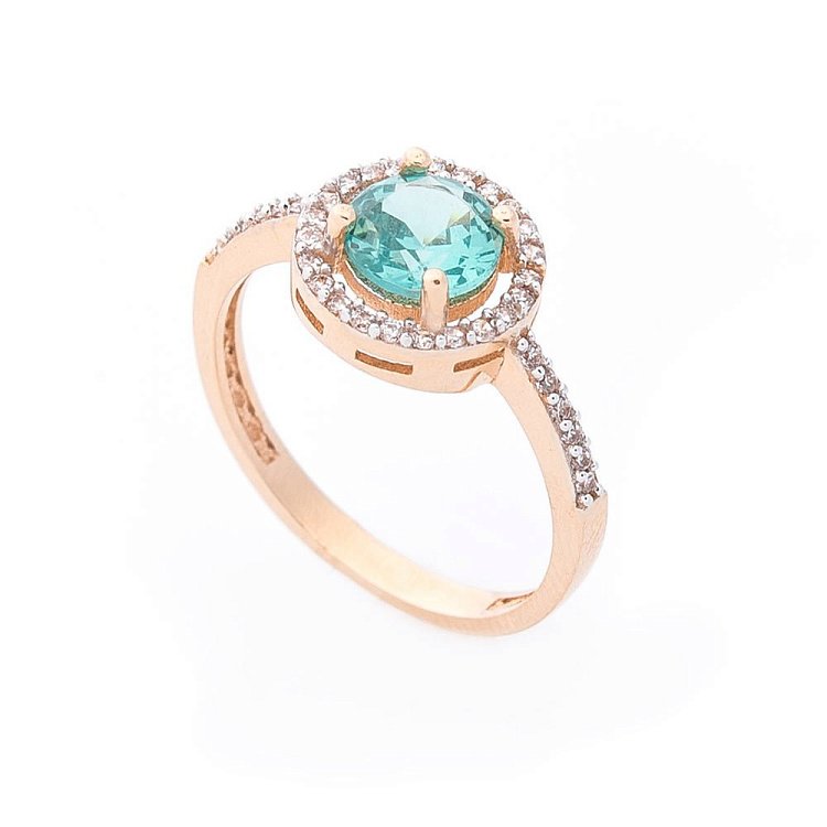 Золотое кольцо (празиолит, фианиты) к05670 от ювелирного магазина Оникс