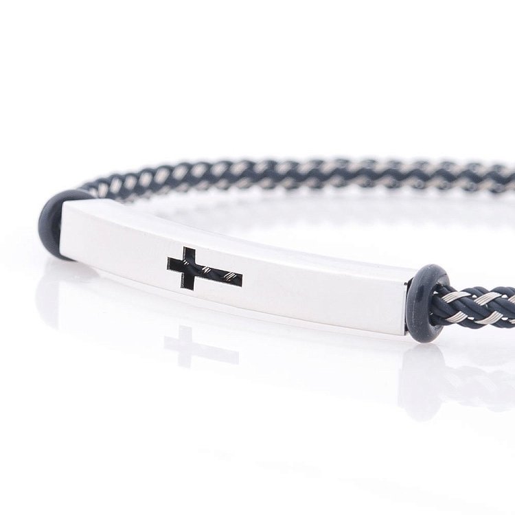 Браслет с металлизированым шнуром и золотыми вставками б04053 от ювелирного магазина Оникс - 1