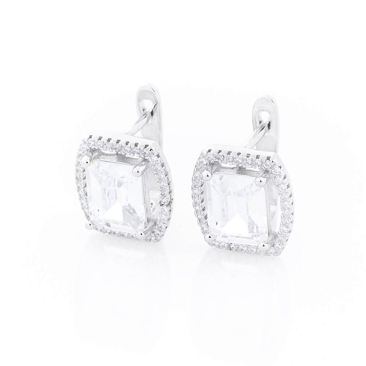 Срібні сережки з фіанітами (родій) 121943 Срібні сережки з фіанітами (родій) 121943 від ювелірного магазину Онікс