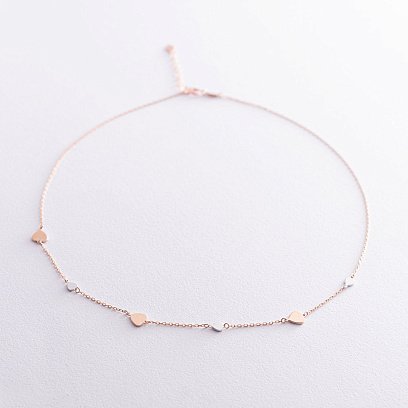 Золотое колье с сердечками кол01404 №2