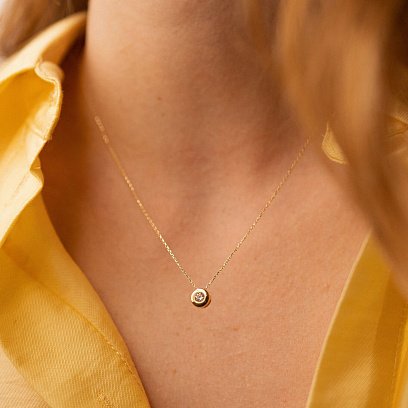 Женское колье из желтого золота (фианит) кол00600 №2