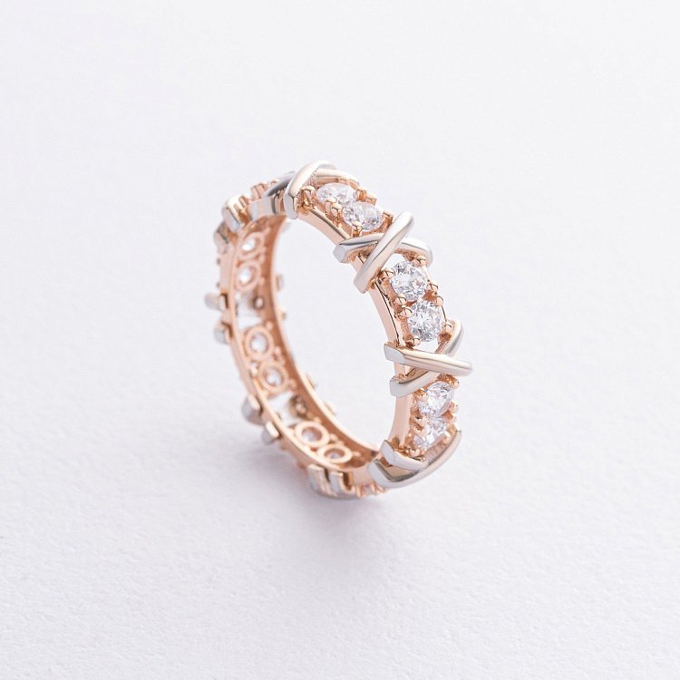 Каблучка "Rosie" з фіанітами (червоне, біле золото) к08191 від ювелірного магазину Онікс