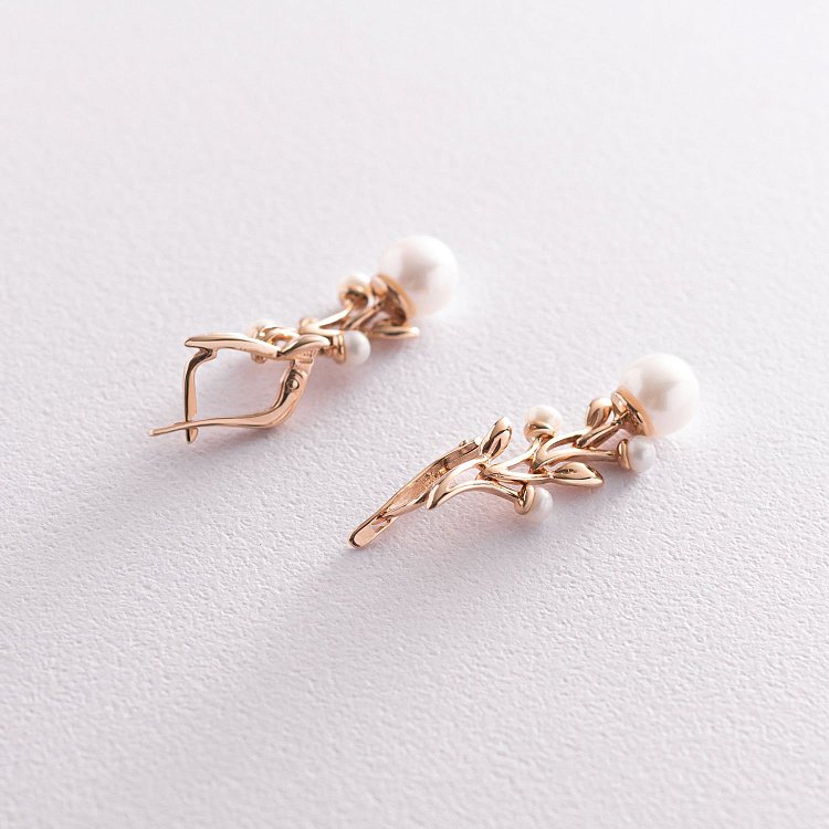 Золотые серьги с культ. пресн. жемчугом с02240 от ювелирного магазина Оникс - 3