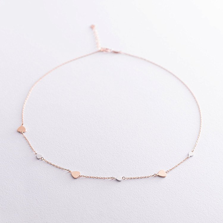 Золотое колье с сердечками кол01404 от ювелирного магазина Оникс - 1