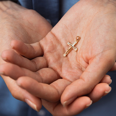 Золотий хрестик з розп'яттям п03728 №4