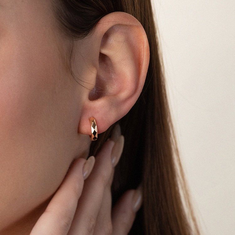 Сережки - кільця "Джоанна" у червоному золоті с07217 від ювелірного магазину Онікс - 3