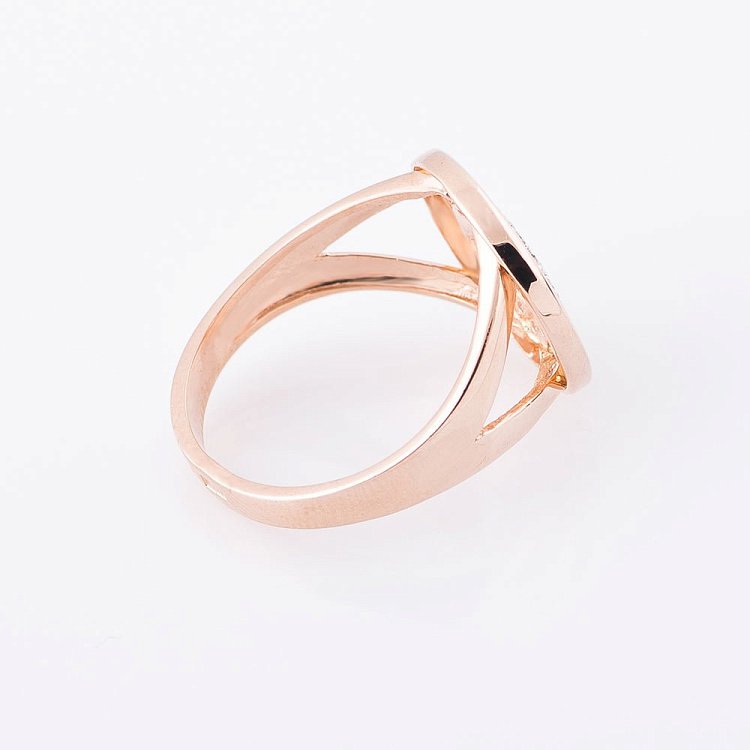 Золота каблучка "Конюшина" з фіанітами к05171 від ювелірного магазину Онікс - 2