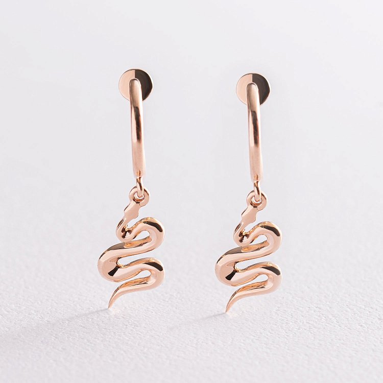 Золоті сережки - пусети "Змії" с07327 від ювелірного магазину Онікс