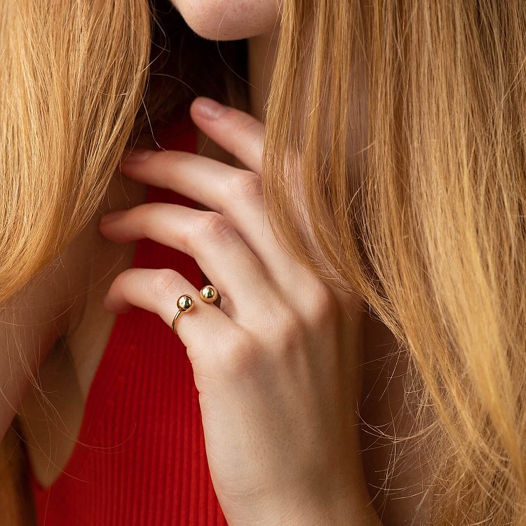 Каблучка "Кульки" у жовтому золоті к07507 від ювелірного магазину Онікс - 8