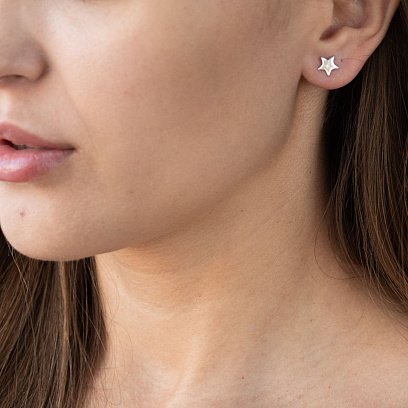 Серебряные серьги - пусеты "Звездочки" 122829 №2