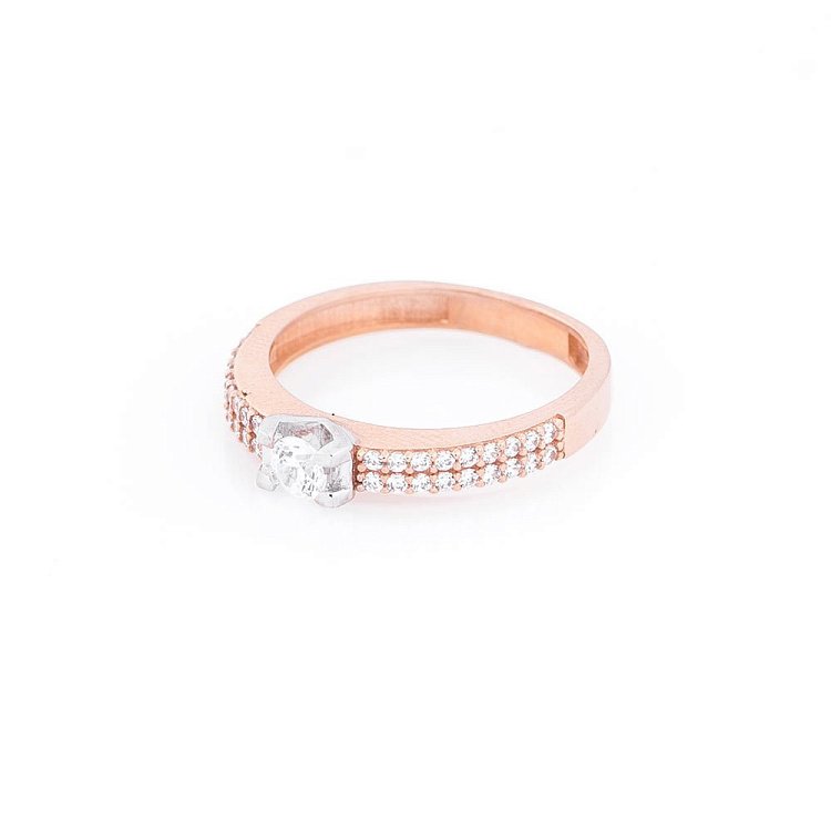Помолвочное золотое кольцо (фианиты) к03837 - 1 Помолвочное золотое кольцо (фианиты) к03837 от ювелирного магазина Оникс - 1