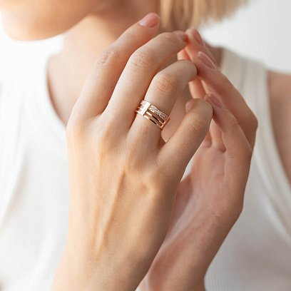 Каблучка в червоному золоті (фіаніти) к07041 №4