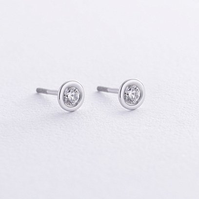 Серьги - пусеты с бриллиантами (белое золото) 330911121