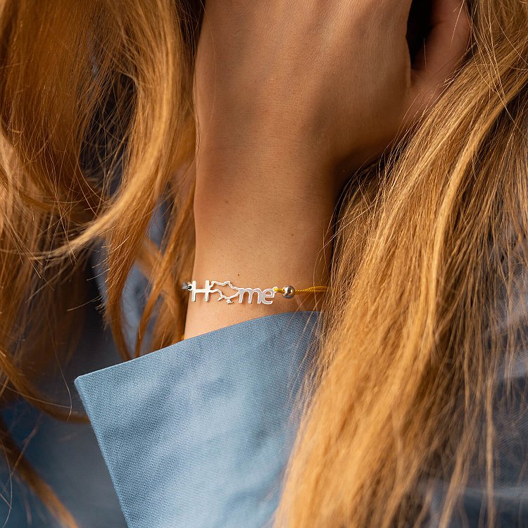 Срібний браслет "HOME" (блакитна та жовта нитка) 312/2h від ювелірного магазину Онікс - 4