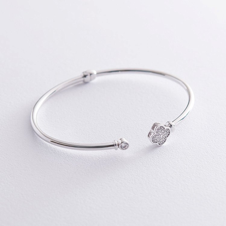 Золотой браслет "Клевер" с фианитами б04129 от ювелирного магазина Оникс - 1