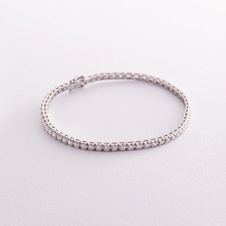 Браслет Теннис в белом золоте с белыми бриллиантами 528881521 от ювелирного магазина Оникс