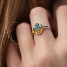 Серебряное кольцо "Клевер" (голубые и желтые камни) 5442 от ювелирного магазина Оникс - 5