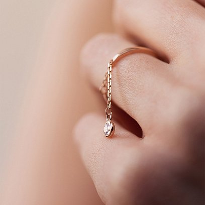 Золота каблучка з підвіскою (фіаніт) к06996 №4