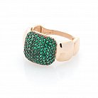 Золотое кольцо с зелеными фианитами к05030 от ювелирного магазина Оникс - 1