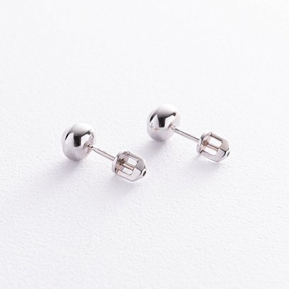 Сережки - пусети з перлами (біле золото) с08504 №5