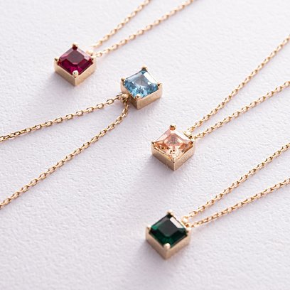 Золотое колье "Альма" (зеленый фианит) кол02368 №15