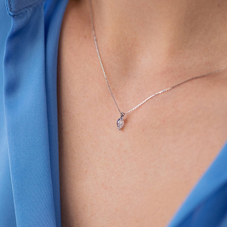 Золотое колье с одним камнем (бриллиант) колб0105z от ювелирного магазина Оникс - 7